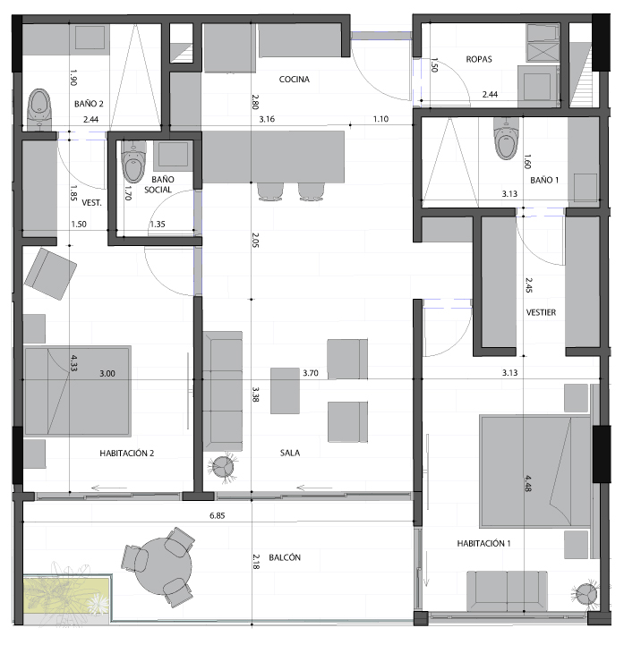 Plano apartamento tipo c